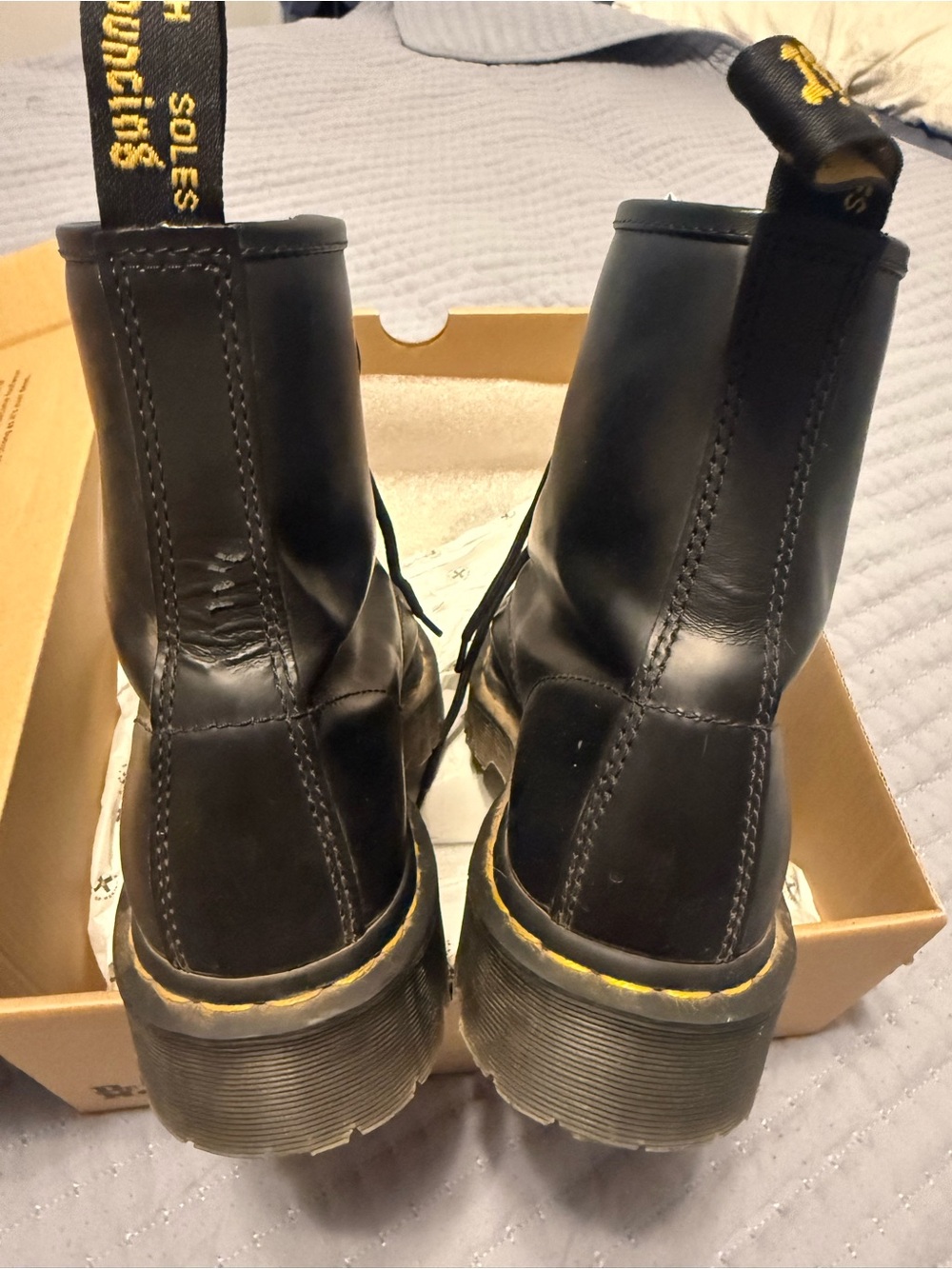 Dr Martens smooth black leather 1460 bex platform lace up boot size 10 - Picture 2 of 8